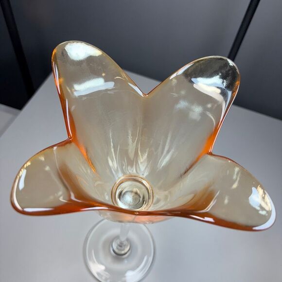 JM Glass Lusterware long stem glass peach tulip - Picture 3 of 4